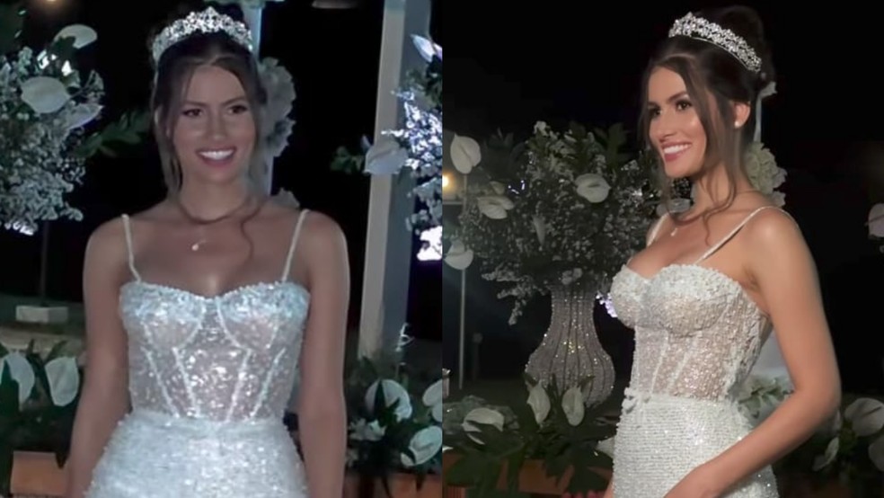 Calita Franciele no casamento com Amado Batista — Foto: Reprodução Instagram