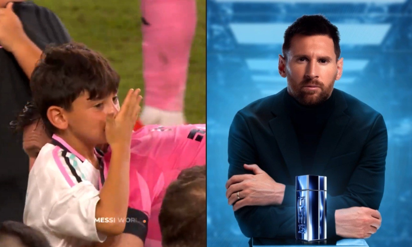 Reação de filho de Messi ao sentir cheiro da camisa do pai resgata curiosidade: craque tem linha de perfumes