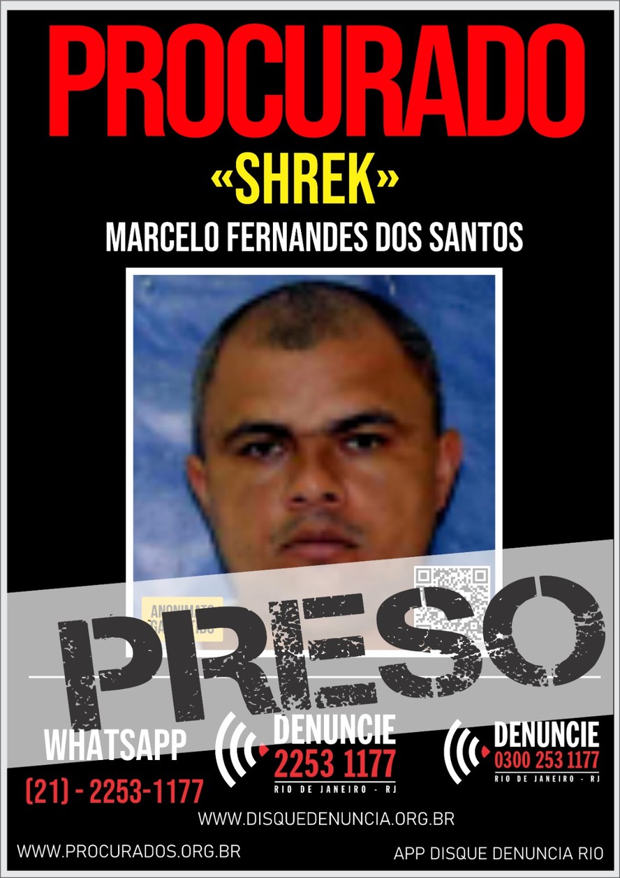Marcelo Fernandes dos Santos, conhecido como “Shrek”, seria o braço direito do chefe do tráfico do Complexo da Serrinha