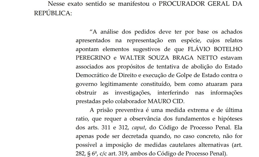 Trecho do parecer da PGR � Foto: Reprodu��o