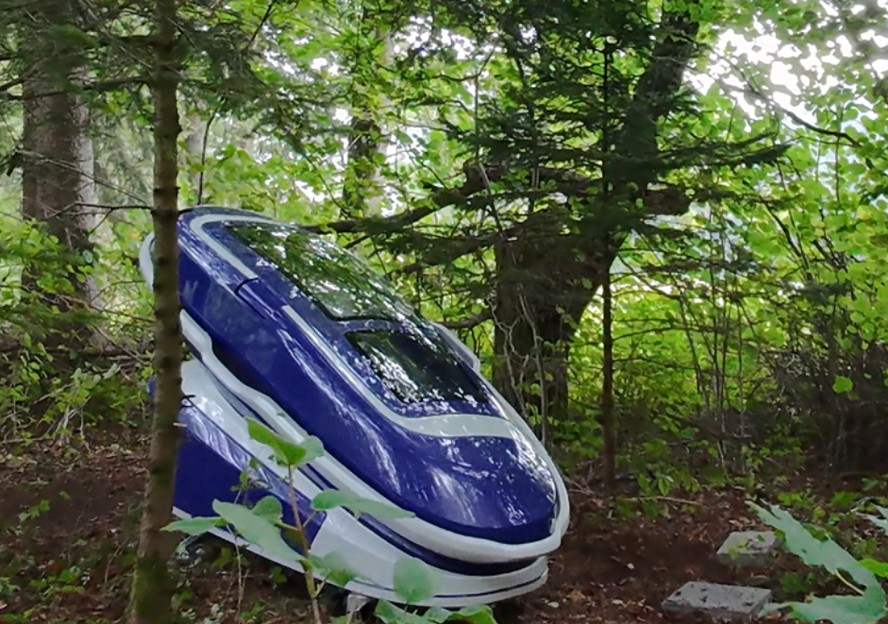Cápsula de suicídio assistido em floresta na Suíça, onde foi usada pela primeira vez.