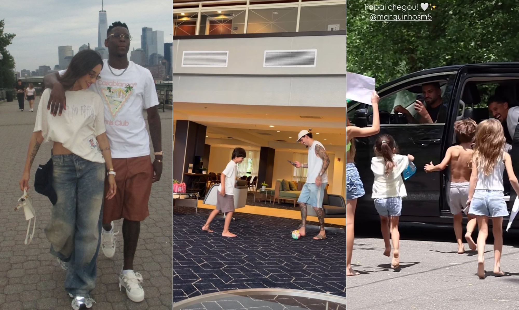 Mulheres de jogadores compartilham nas redes registros dos momentos de descanso dos maridos depois do jogo; veja fotos