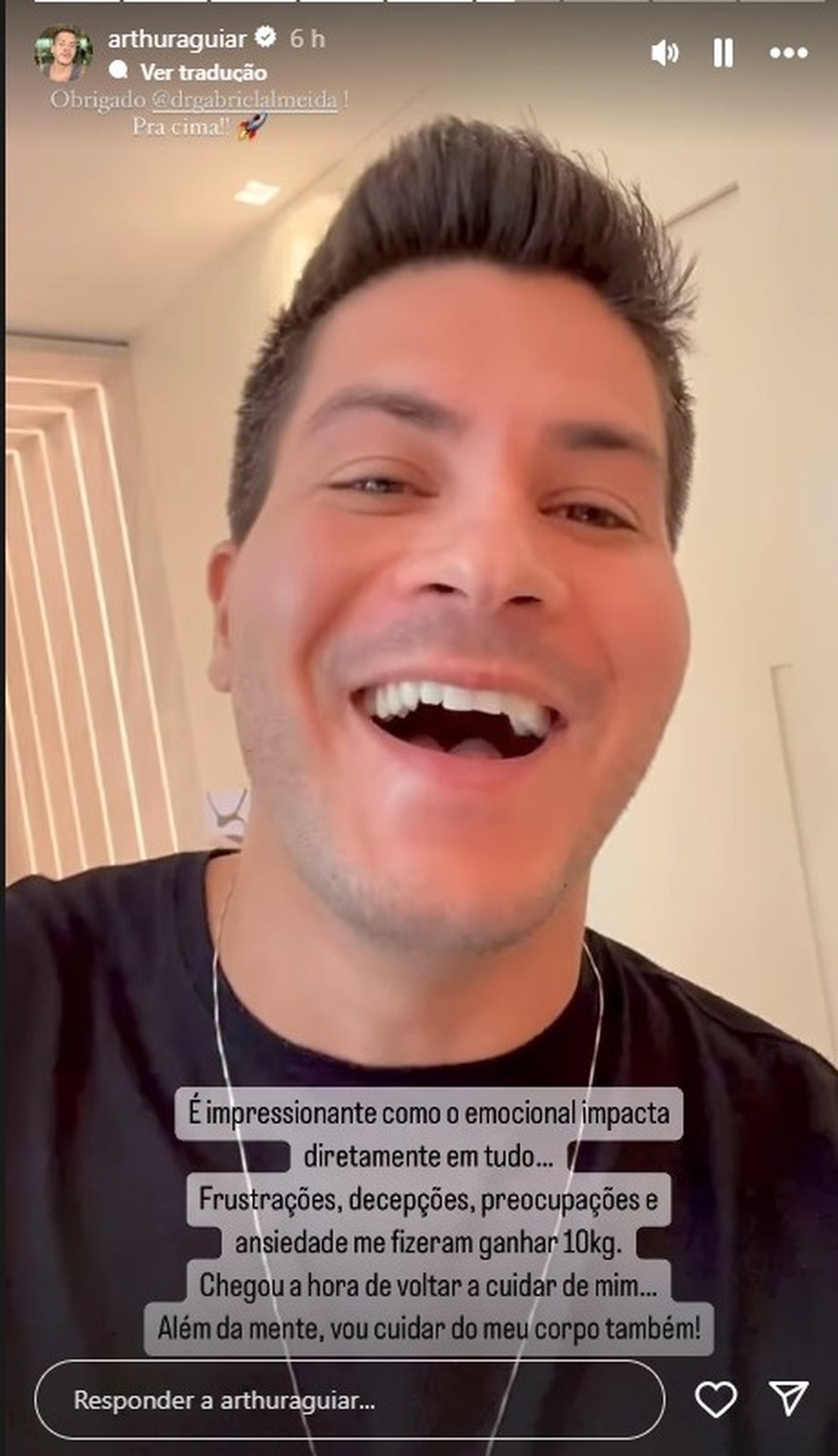 Arthur Aguiar falou sobre ganho de peso &mdash; Foto: Reprodu&ccedil;&atilde;o/Redes sociais