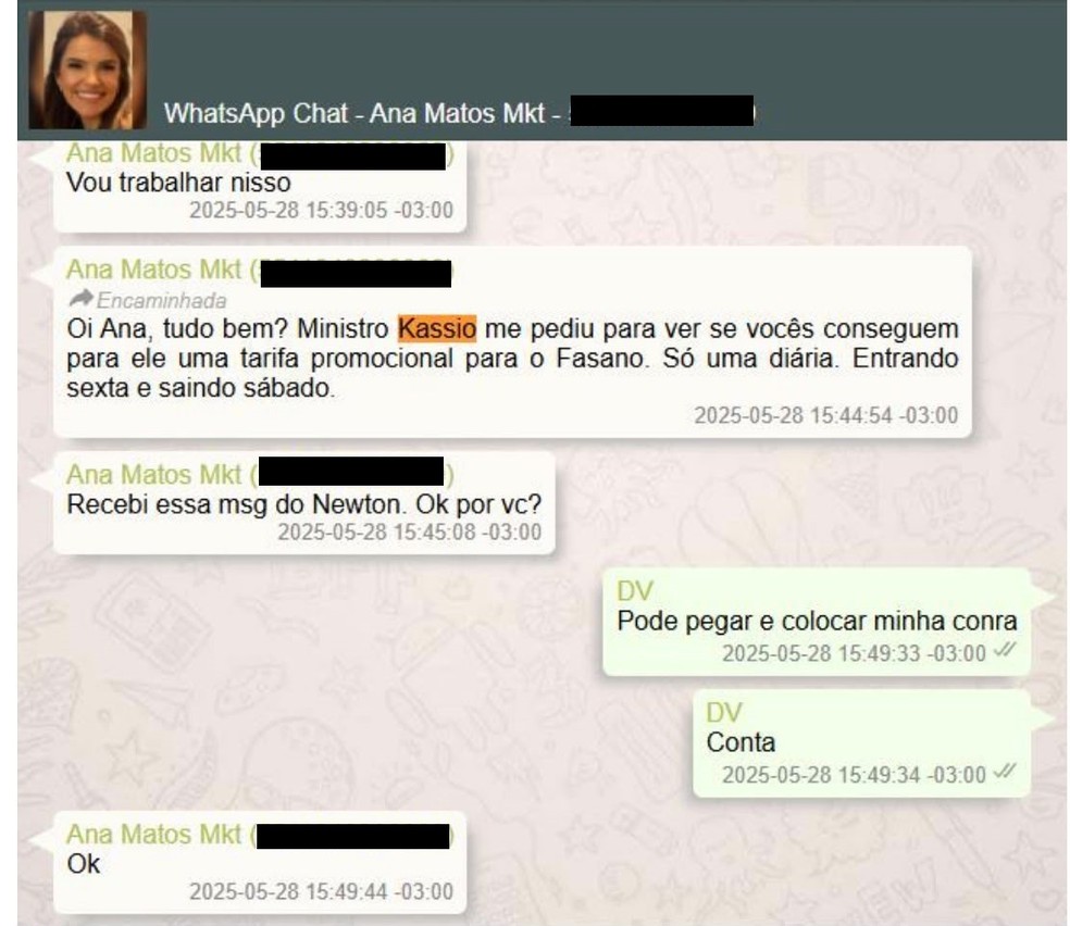 Vorcaro diz que hospedagem requerida por interlocutor poderia ir para sua "conta" — Foto: Reprodução
