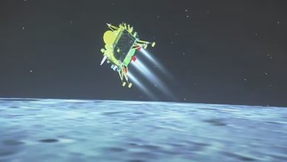 O módulo lunar da Índia, Chandrayaan-3, fez um pouso histórico em uma região quase inexplorada próxima ao polo sul da Lua — Foto: Divulgação