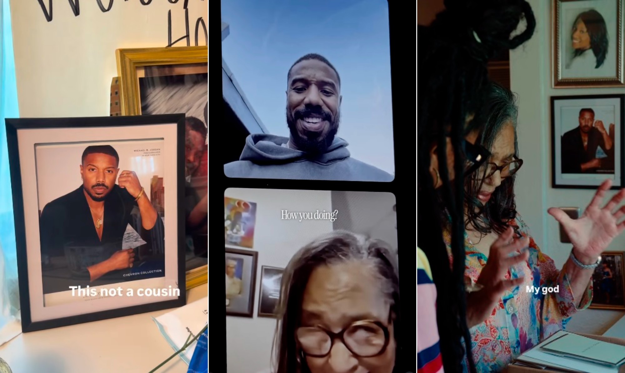 Michael B. Jordan surpreende avó que viralizou ao pendurar quadro do ator ao lado de fotos da família - QTU Questões do Universo