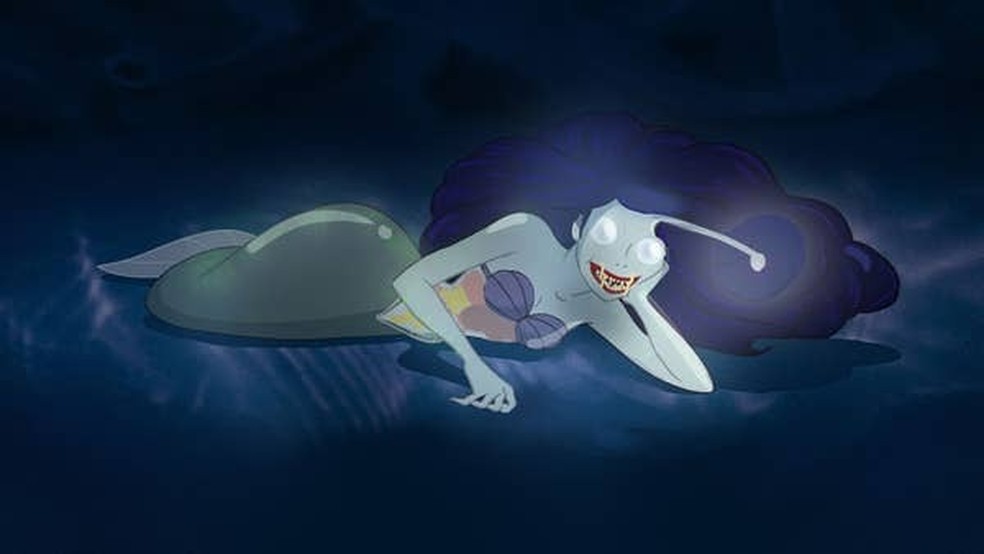 Ariel teria uma aparência extremamente diferente à versão original se seu habitat fosse na zona abissal — Foto: Disney/Monique Steele/BuzzFeed