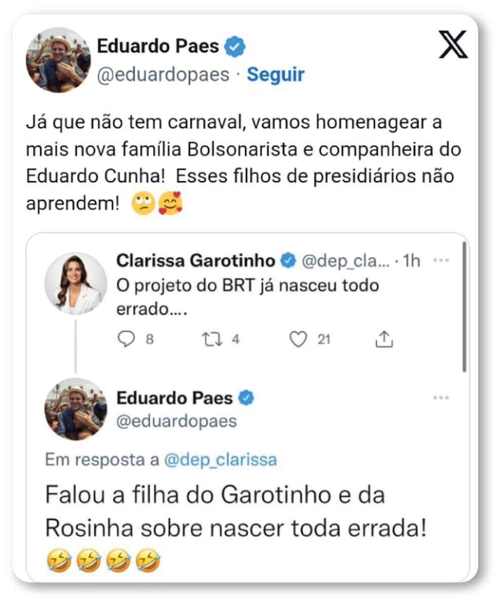 Paes tem histórico de atritos com a família Garotinho — Foto: Reprodução