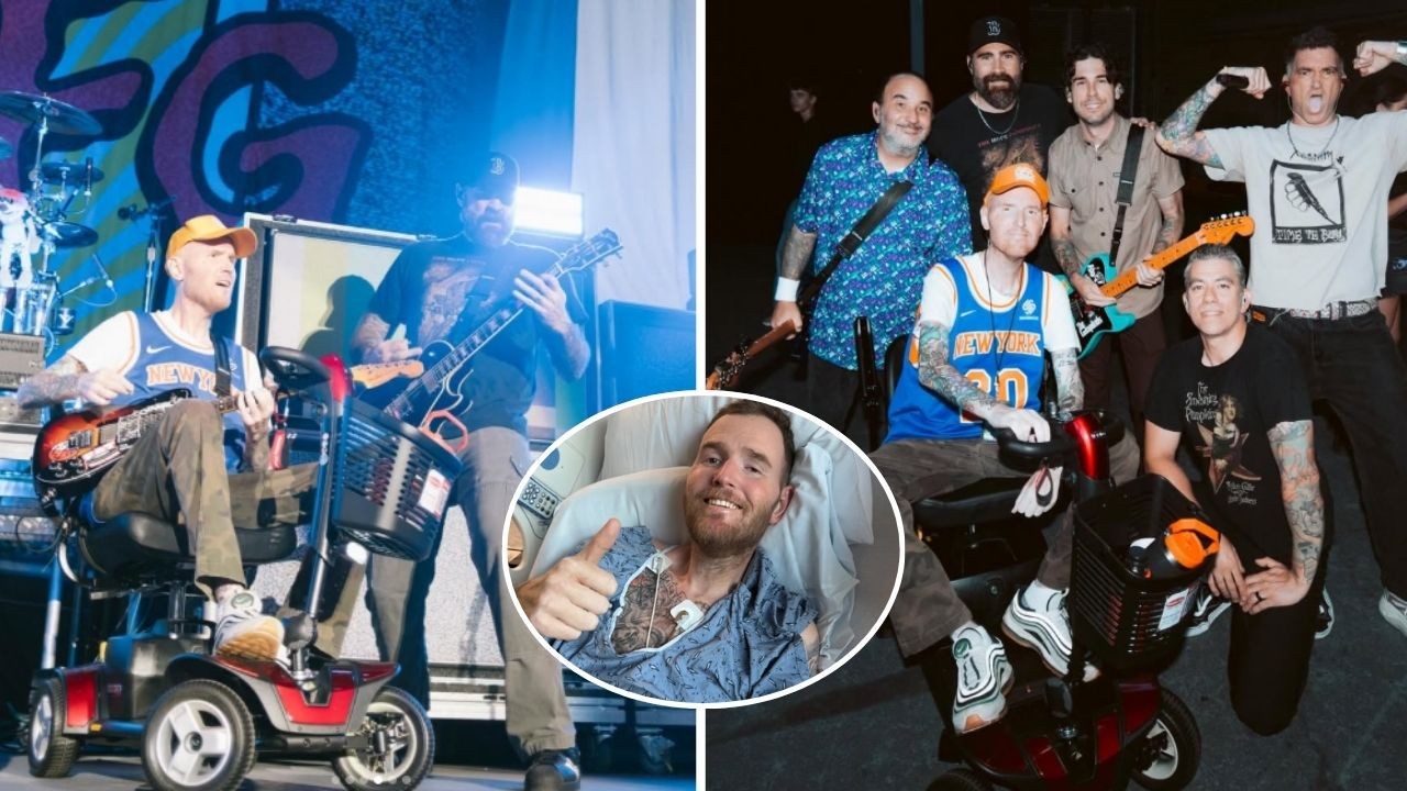 De cadeira de rodas, guitarrista de banda de rock retorna aos palcos dos EUA em meio à batalha contra o câncer raro