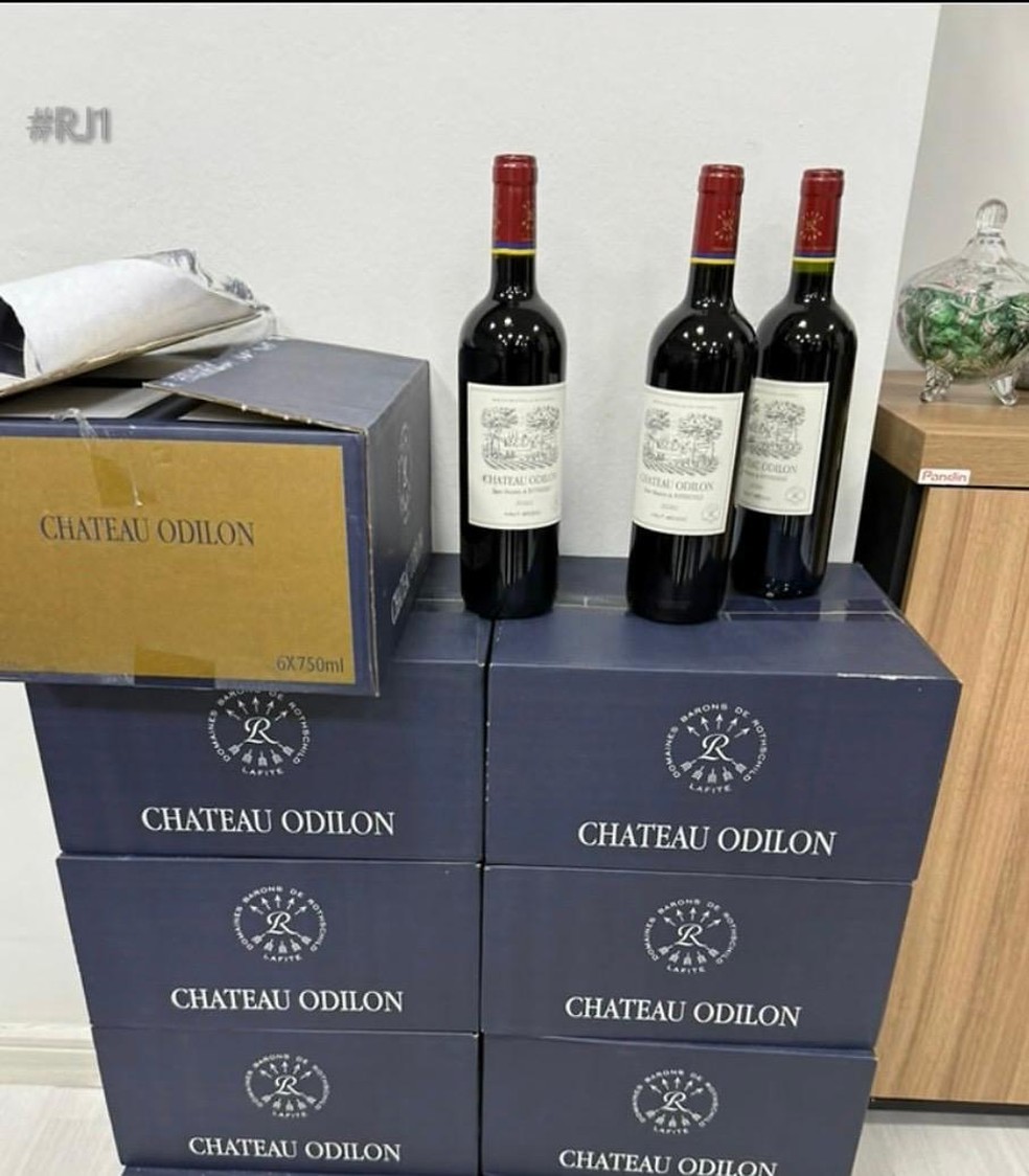 O vinho encontrado durante a operação — Foto: TV Globo/Reprodução