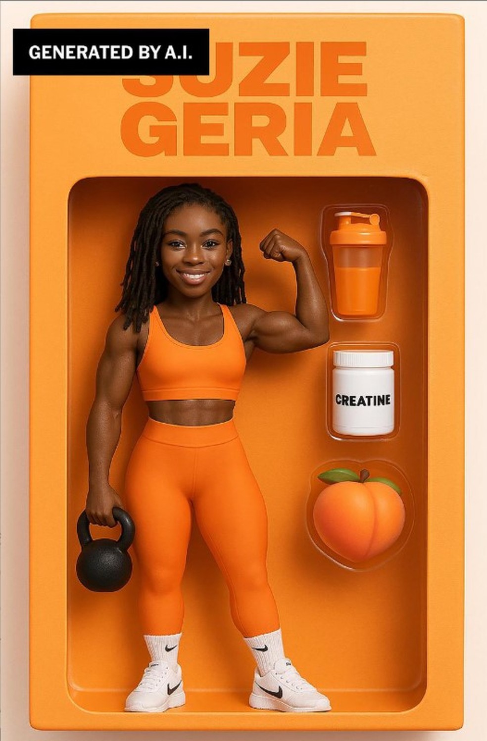 Suzie Geria em versão boneca feita por IA — tendência divide artistas — Foto: ChatGPT via The New York Times