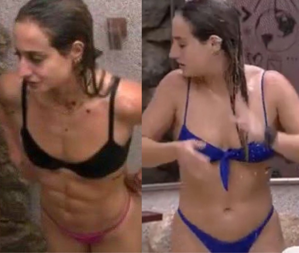 Antes e depois de Bruna Giphao no BBB 23 — Foto: Reprodução/Globoplay