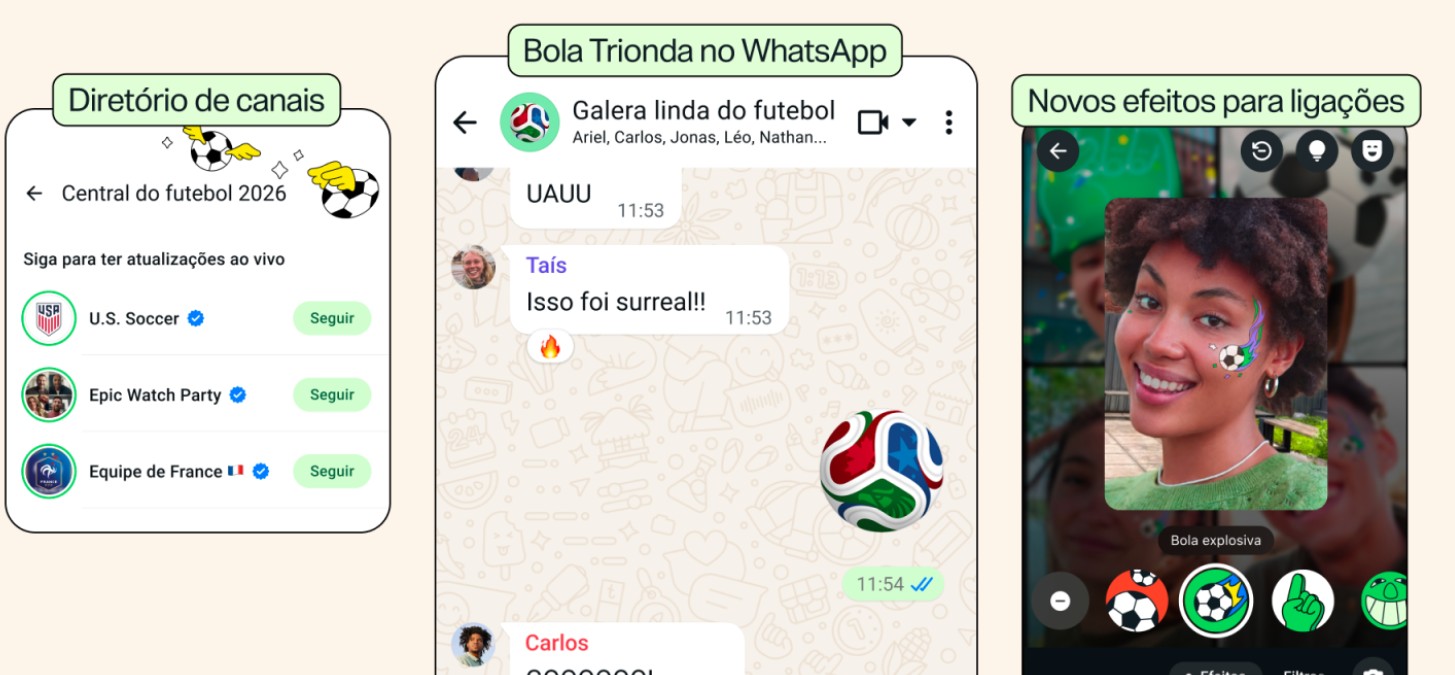 No clima da Copa, WhatsApp troca emoji de bola por Trionda e lança novos recursos. Confira