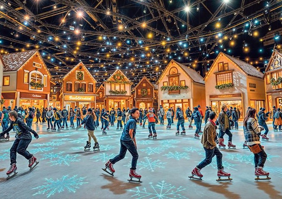 Projeção de pista de patinação no gelo do Imagine — Foto: Divulgação