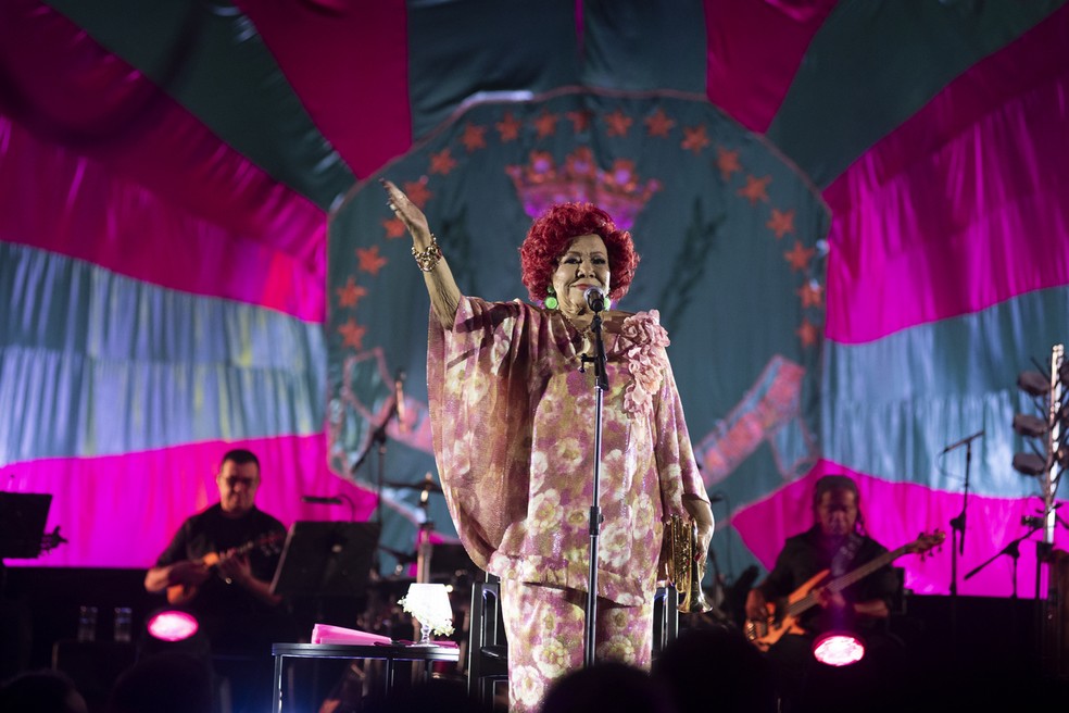A cantora Alcione será o tema do enredo da Estação Primeira de Mangueira no carnaval de 2024 — Foto: Lucas Landau/ TV Globo