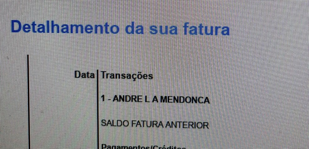 Cartão de crédito de André Mendonça: fatura de abril — Foto: Reprodução