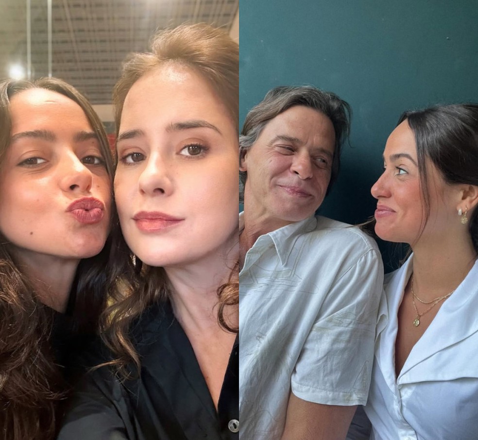 Ana Clara Winter com a mãe, Palomma Duarte, e, ao lado, com o pai, Marcos Winter — Foto: Reprodução/Instagram