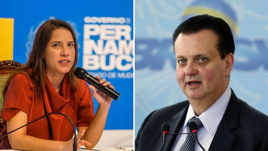 A governadora de Pernambuco, Raquel Lyra, e o presidente nacional do PSD Gilberto Kassab