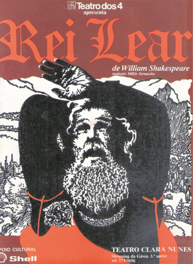 Cartaz da montagem de Rei Lear da peça de Willien Shakespare pelo Teatro do 4, em 1983 autoria de Luis Tromano — Foto: Reprodução