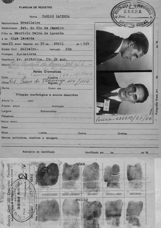 Biografia inédita revela ficha policial de Carlos Lacerda quando ele era comunista