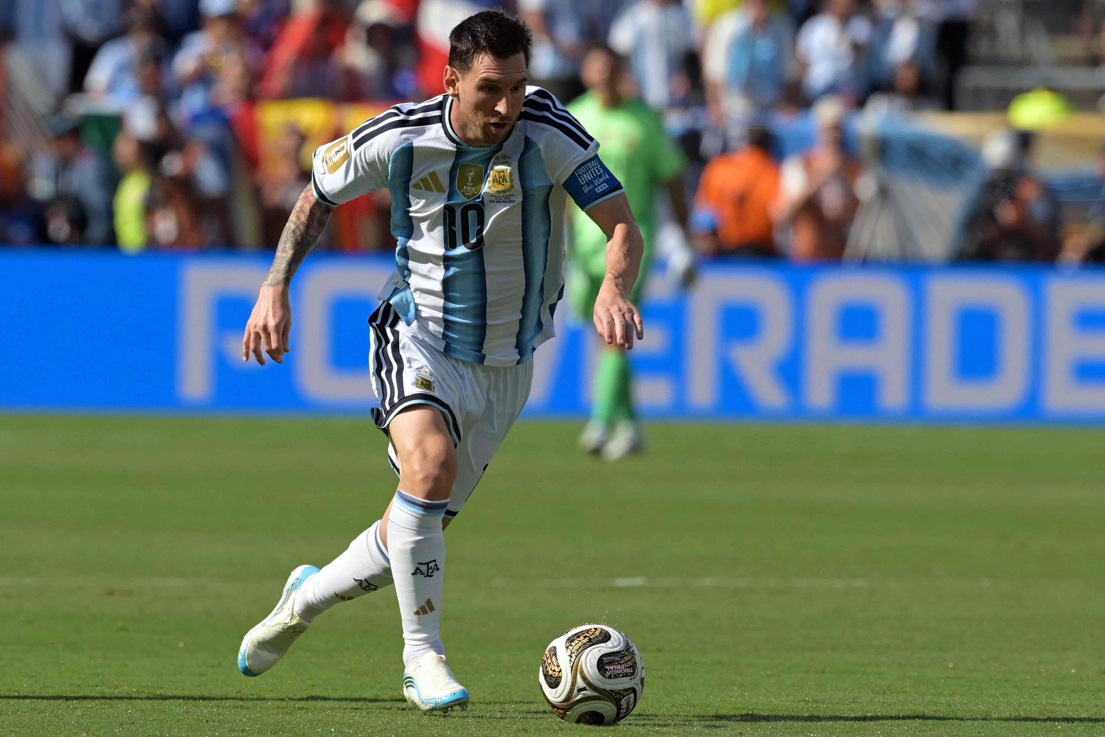 Lionel Messi, da Argentina, na final da Copa do Mundo, diante da Espanha — Foto: JUAN MABROMATA / AFP