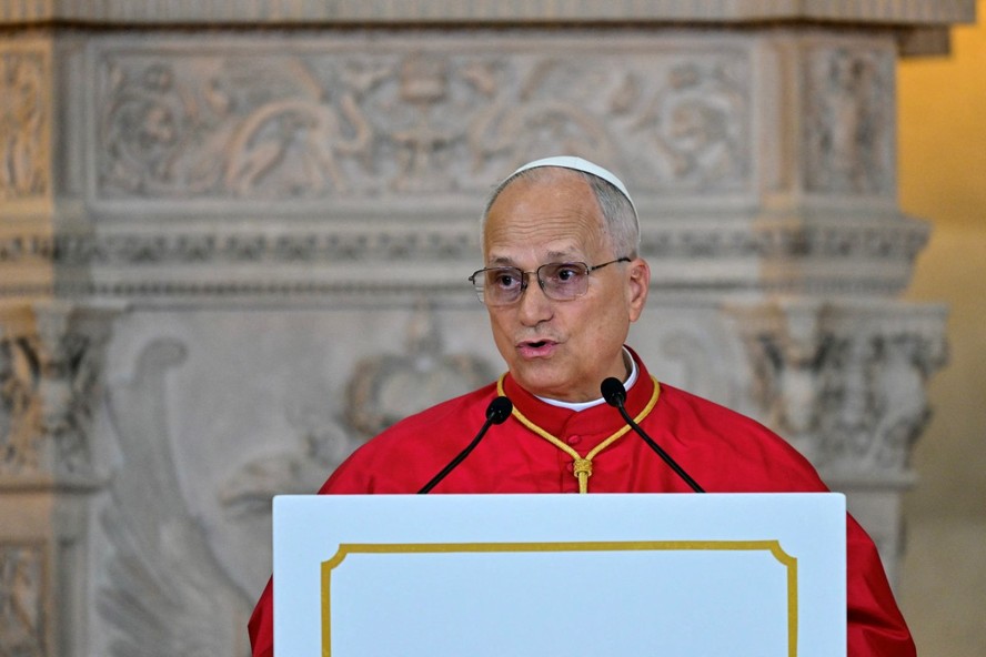 Papa Leão XIV discursa em recepção em sua homenagem no Palácio Real, em Madri