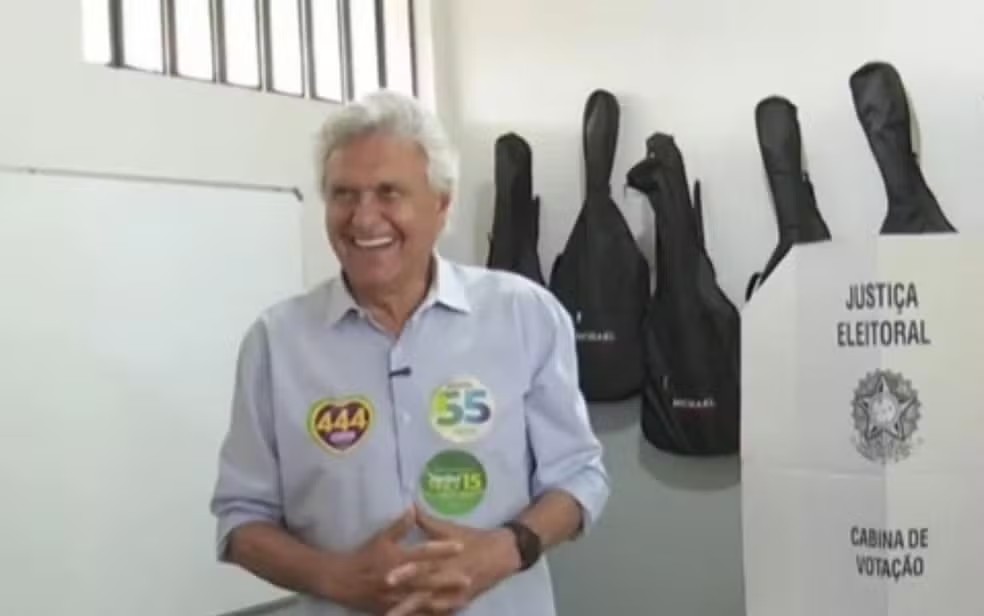 Ronaldo Caiado vota em Goiás — Foto: Reprodução