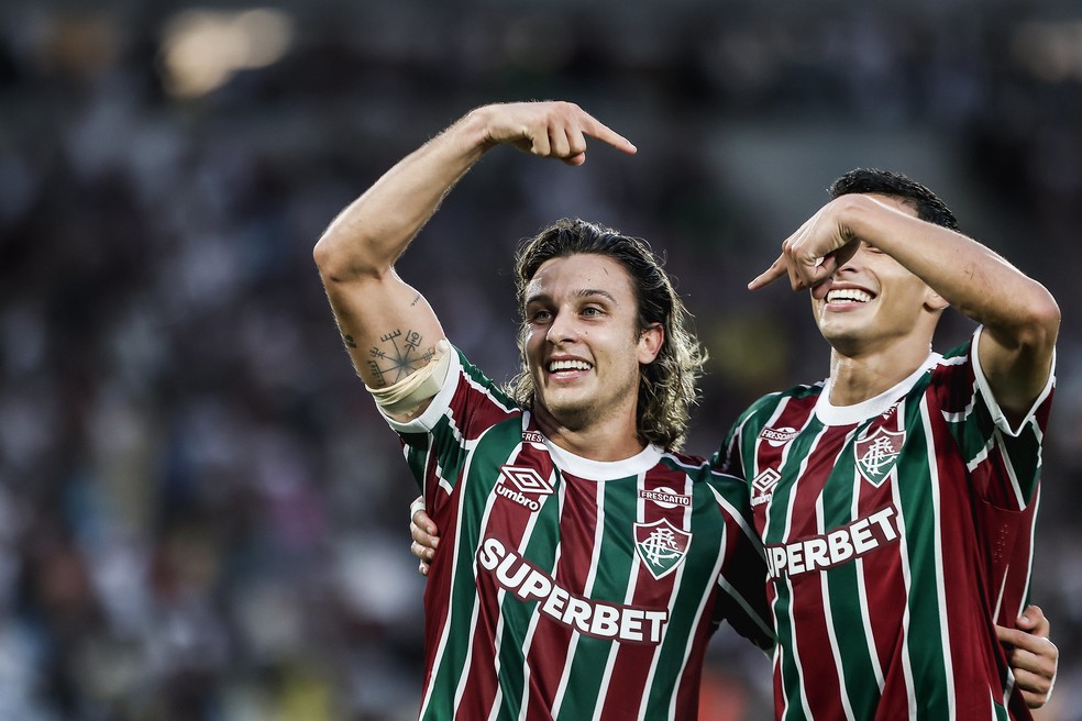 Canobbio faz segundo gol do Fluminense contra o Fortaleza após boa jogada de Serna — Foto: LUCAS MERÇON / FLUMINENSE F.C.