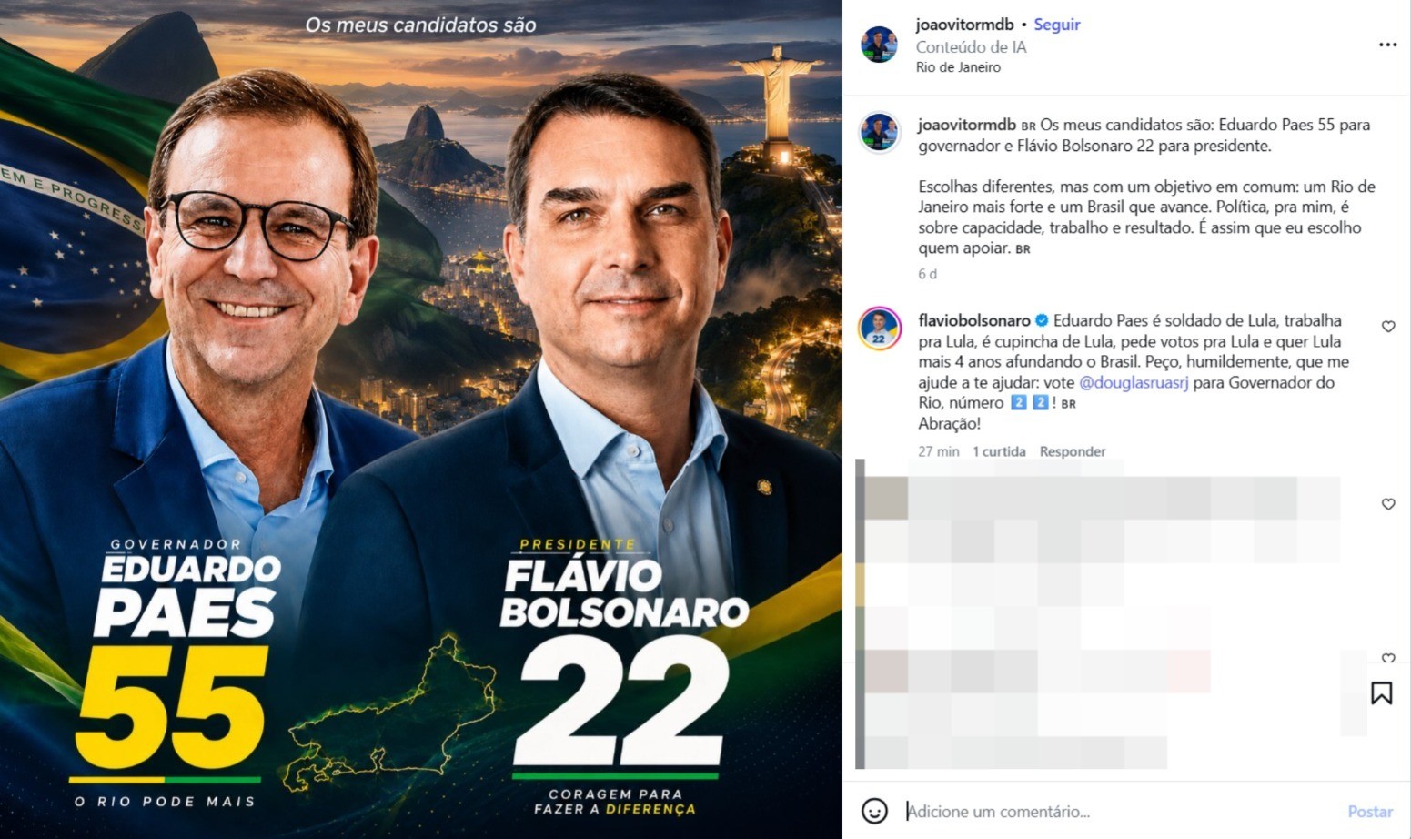 Flávio Bolsonaro rejeita voto casado com Eduardo Paes e critica candidato ao governo do Rio: 
