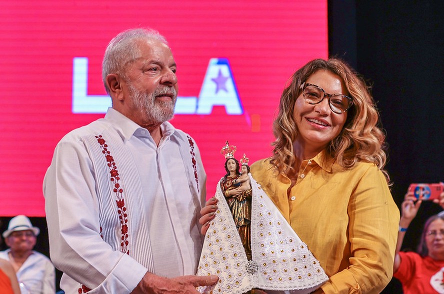 Lula e Janja em evento de campanha no Pará em 1º de setembro