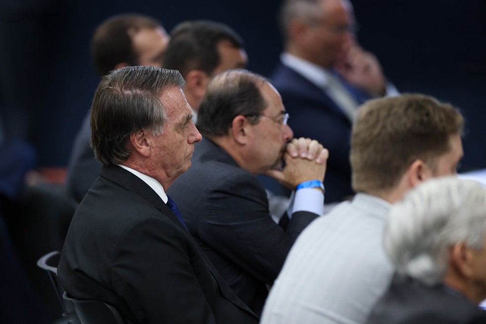 Bolsonaro durante depoimento no STF — Foto: Gustavo Moreno/STF