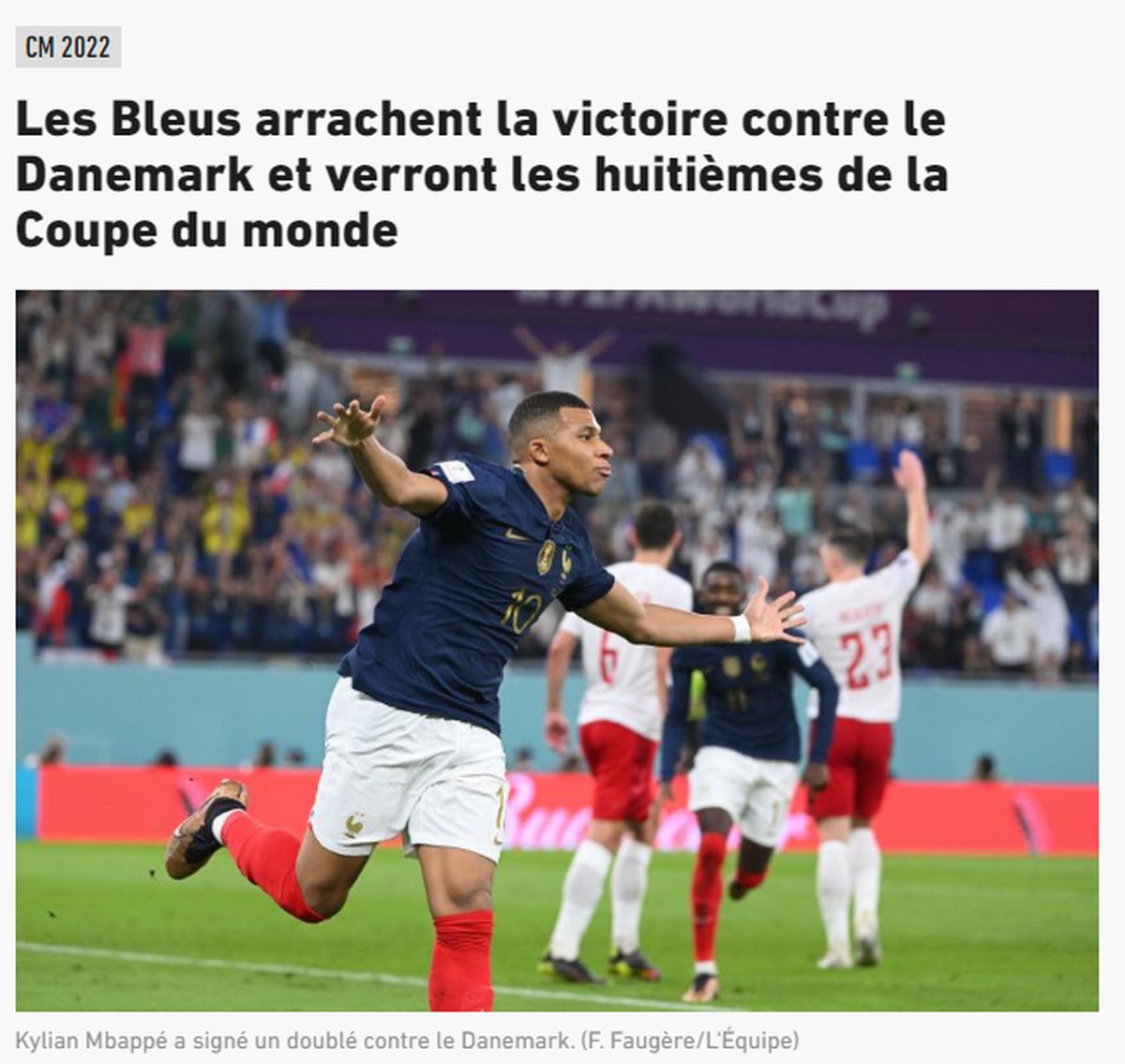 Les journaux français soulignent la performance de Mbappé lors de la victoire de la France contre le Danemark |  Qatar 2022