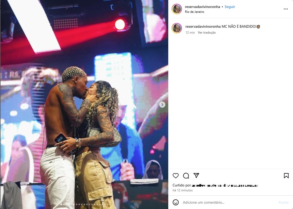 Postagem de Vivi Noronha após a prisão do marido, o MC Poze do Rodo — Foto: Reprodução / Instagram