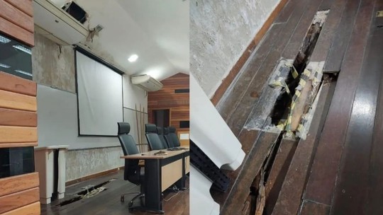 UFRJ caindo aos pedaços: professor cai em vão após piso de sala de aula ceder