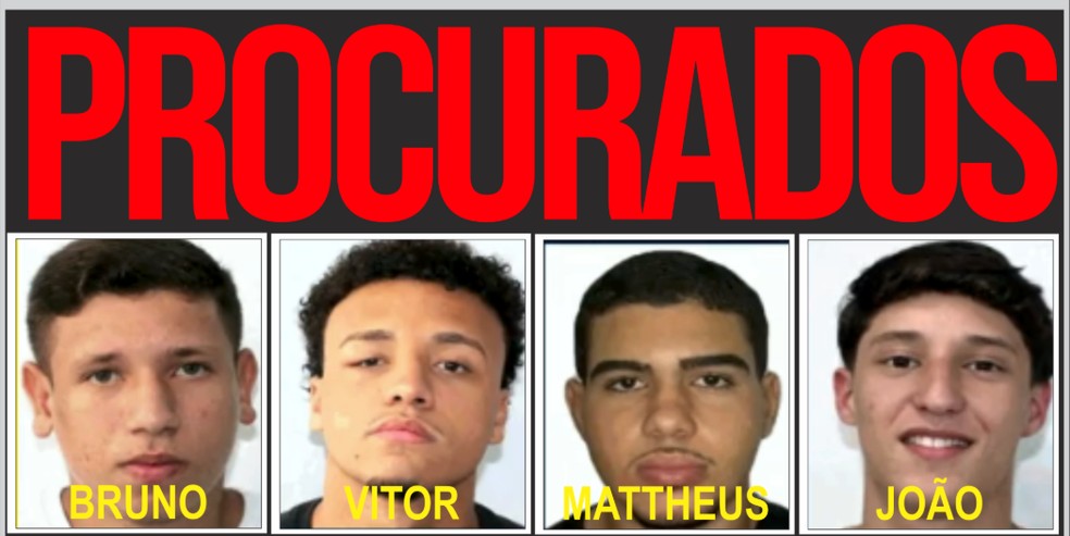 Os quatro homens suspeitos de participar de um estupro coletivo em Copacabana — Foto: Disque Denúncia/Divulgação