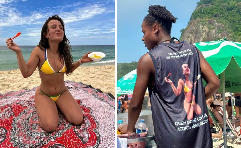 Larissa Manoela: imagem da atriz é disputada por ambulantes no Leme e em Ipanema