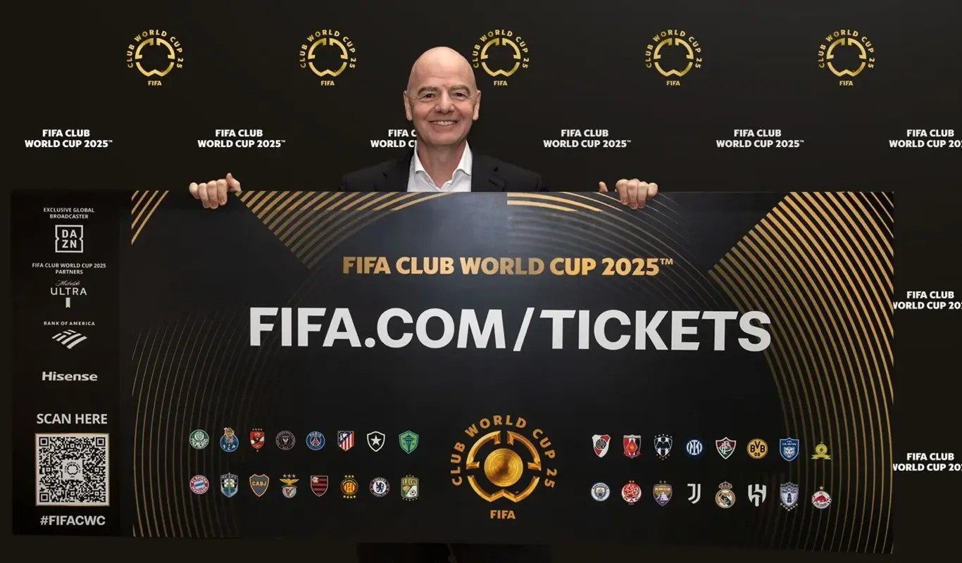Presidente da Fifa, Gianni Infantino anuncia venda de ingressos para o mata-mata do Mundial de Clubes — Foto: Divulgação/Fifa