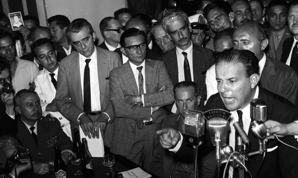 João Goulart em discurso polêmico no Automóvel Clube, em 30 de março de 1964 — Foto: Arquivo/Agência O GLOBO