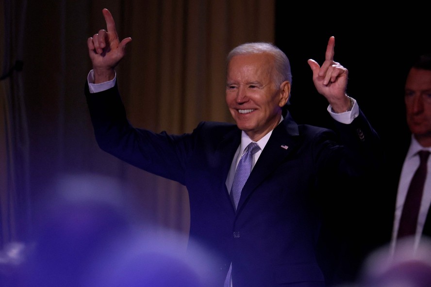 Presidente dos Estados Unidos, Joe Biden, no seu primeiro discurso após anunciar lançamento de candidatura à reeleição