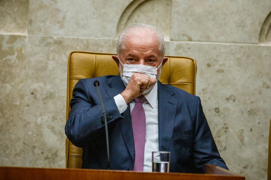 O presidente Luiz Inácio Lula da Silva, na posse de Luís Roberto Barroso como presidente do STF