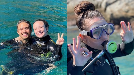Larissa Manoela curte férias em Arraial do Cabo ao lado de André Luiz Frambach e faz mergulho de cilindro