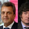 Os candidatos à presidência da Argentina, Sergio Massa e Javier Milei (R). - Tomas CUESTA e JUAN MABROMATA / AFP