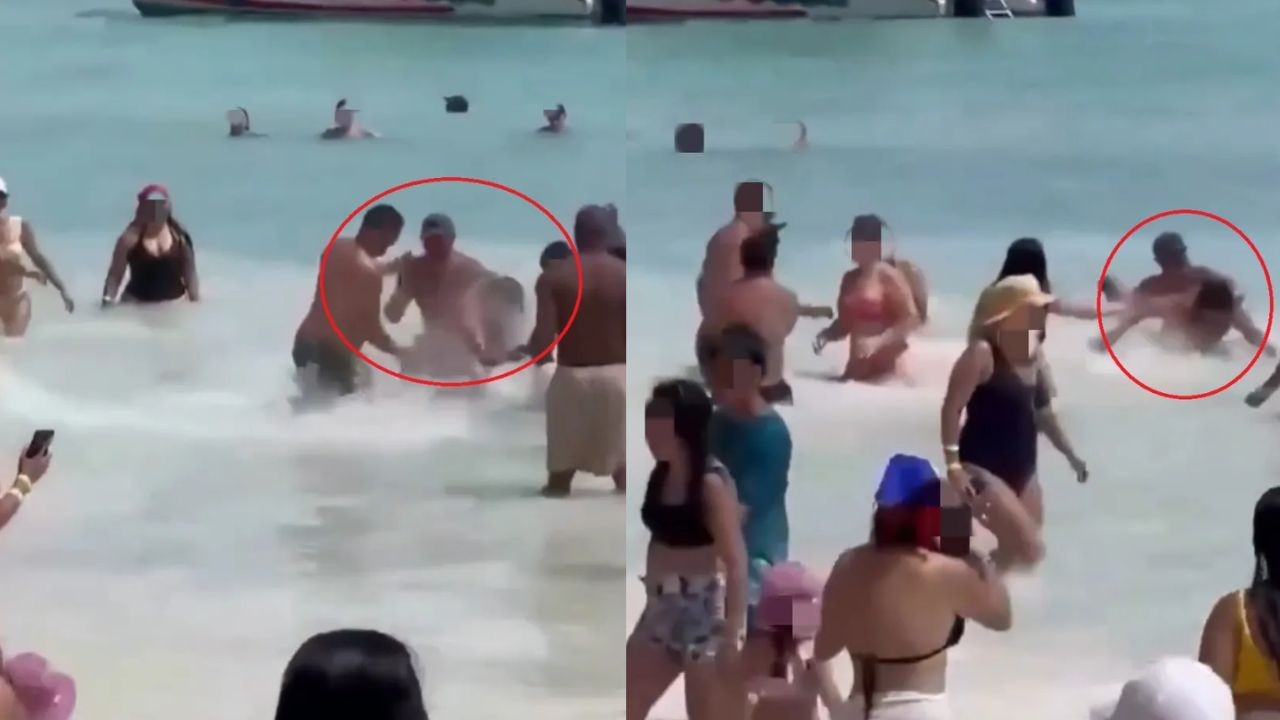 Viralizou: homem agride companheira em praia na República Dominicana e é espancado por banhistas após ataque