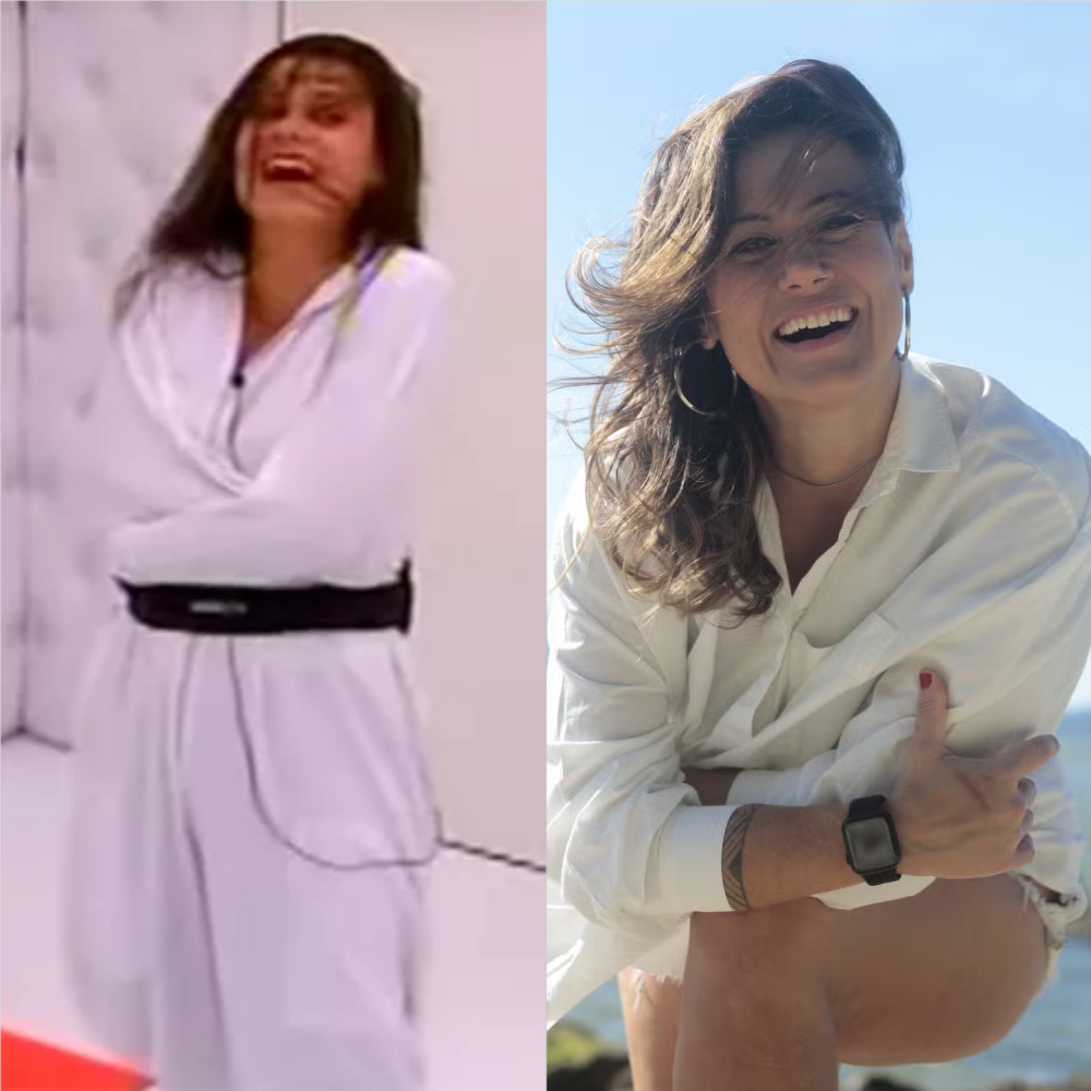 Angélica Morango, do 'BBB 10', tem 40 anos e era criadora de conteúdo adulto. Após quatro anos no segmento, ela abriu sua própria produtora de conteúdo adulto — Foto: Reprodução/TV Globo e Renise Silva/Divulgação