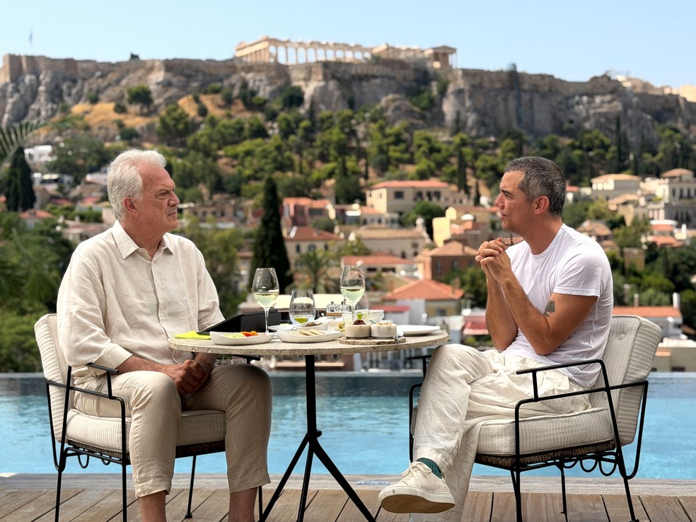 Pedro Bial e Wagner Moura no 'Conversa com Bial' — Foto: Divulgação / TV Globo