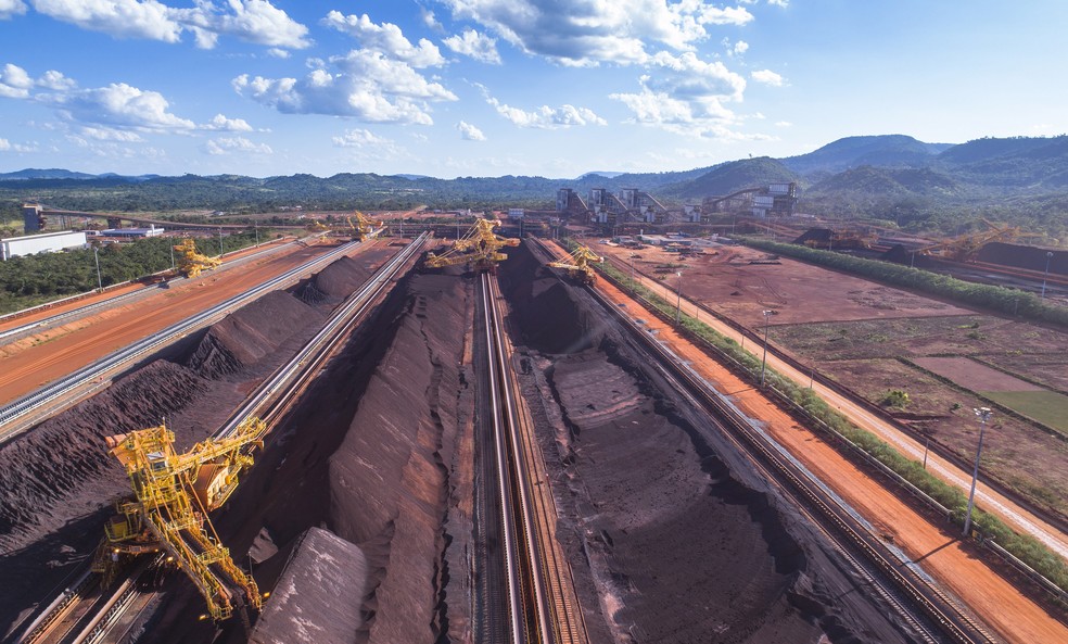 Canaã dos Carajás, no Pará:  Vista aérea do pátio de estocagem do Complexo S11D da mineradora Vale — Foto: Ricardo Teles / Agência Vale / Divulgação