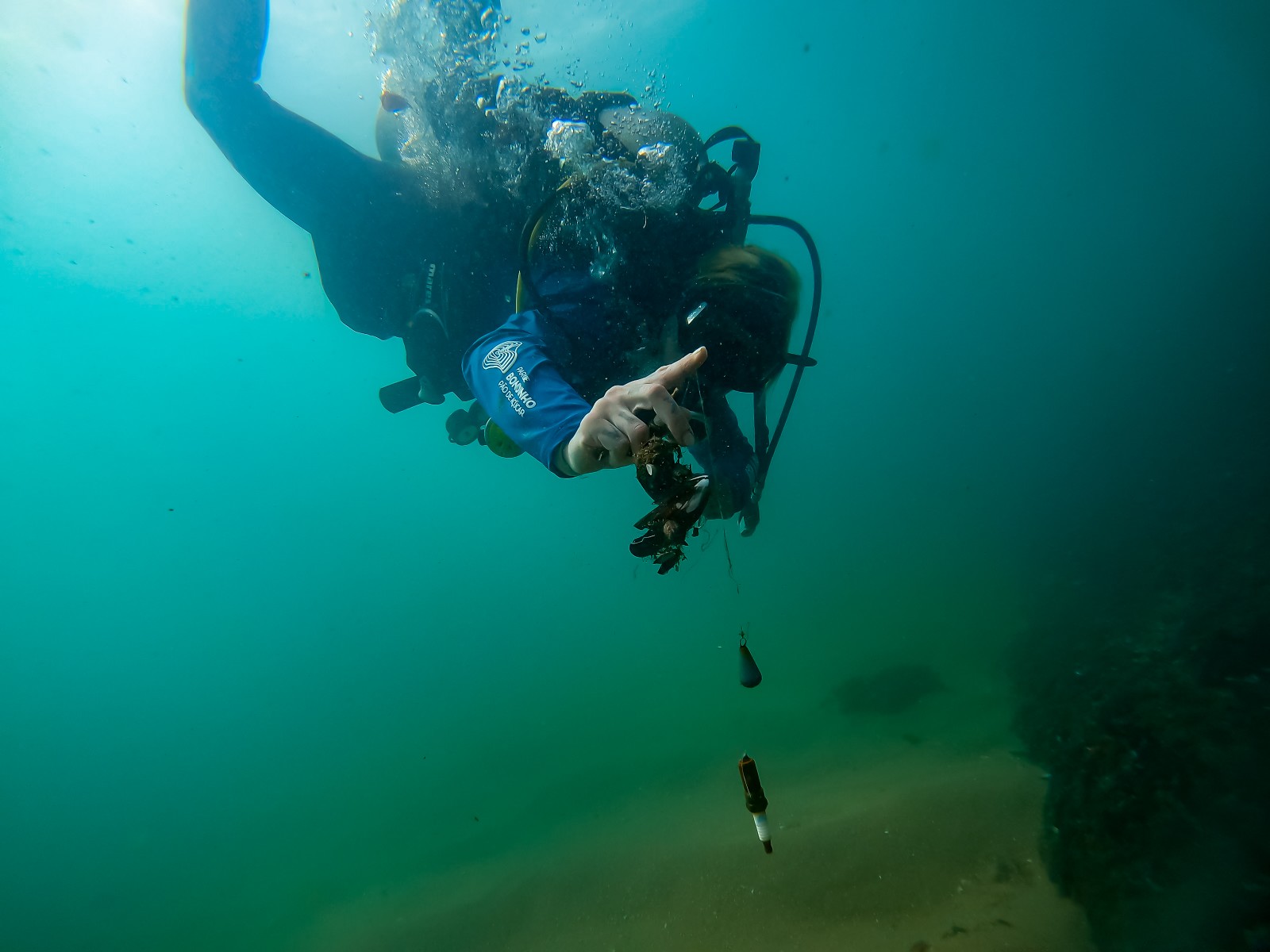 O Projeto Verde Mar tem mergulhadores para coleta de resíduos no mar, a serem catalogados e usados como dado em estudos científicos — Foto: Projeto Verde Mar / Divulgação