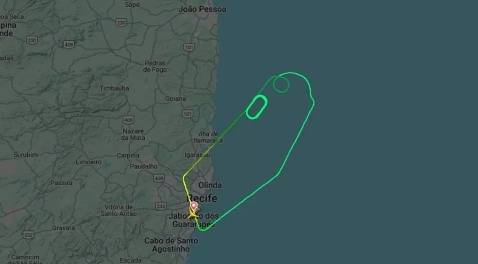 Informações constam no site Flightradar, site especializado em monitorar o tráfego aéreo no mundo — Foto: Reprodução/Flightradar