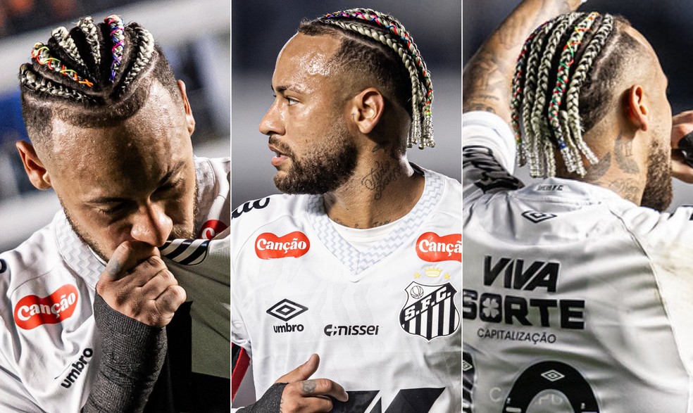 Detalhes das novas tranças de Neymar — Foto: Raul Baretta/Santos