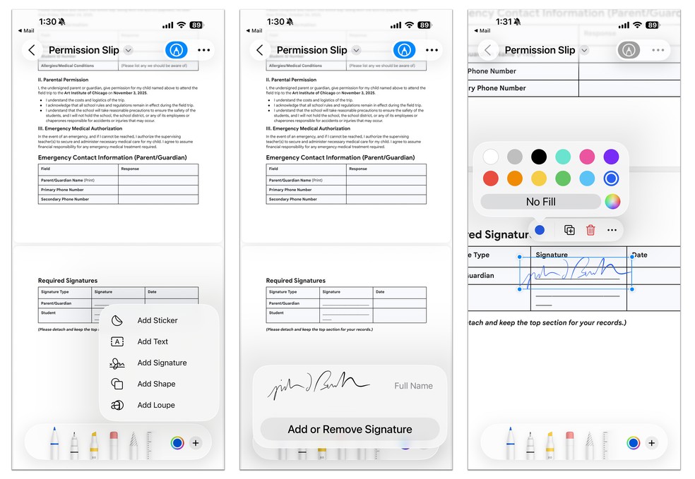 O Preview da Apple permite salvar sua assinatura e aplicá-la em PDFs, evitando impressões e digitalizações desnecessárias. — Foto: Apple
